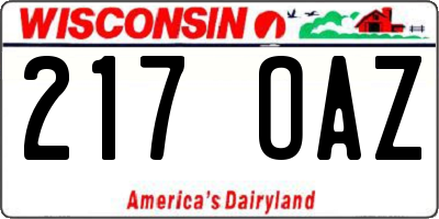 WI license plate 217OAZ