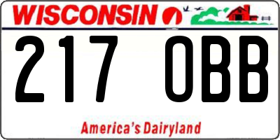WI license plate 217OBB
