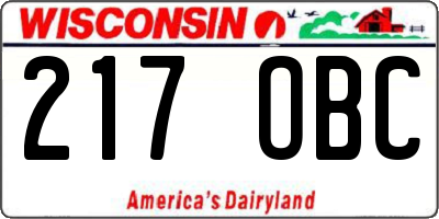 WI license plate 217OBC