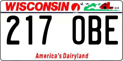 WI license plate 217OBE