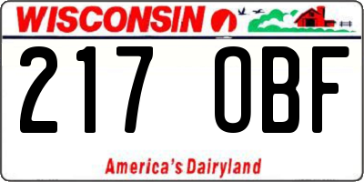 WI license plate 217OBF