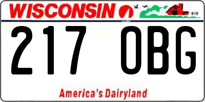 WI license plate 217OBG