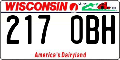 WI license plate 217OBH