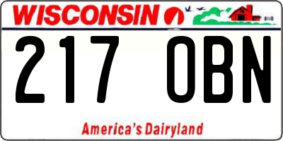 WI license plate 217OBN