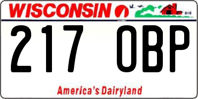 WI license plate 217OBP