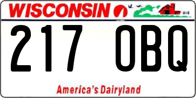 WI license plate 217OBQ