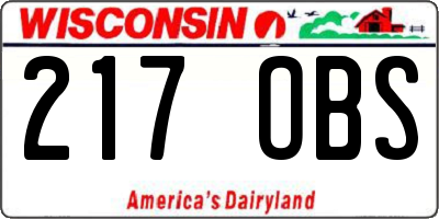 WI license plate 217OBS