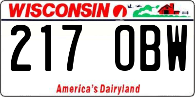 WI license plate 217OBW
