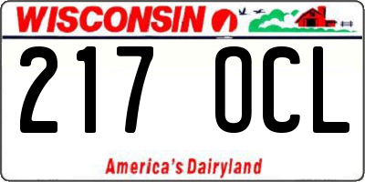 WI license plate 217OCL