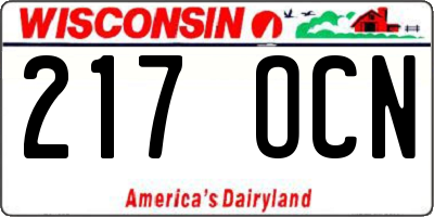 WI license plate 217OCN