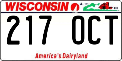 WI license plate 217OCT
