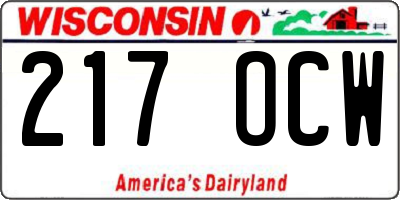WI license plate 217OCW