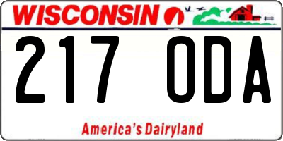 WI license plate 217ODA