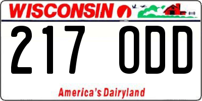 WI license plate 217ODD