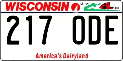 WI license plate 217ODE