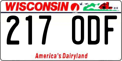 WI license plate 217ODF