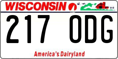 WI license plate 217ODG