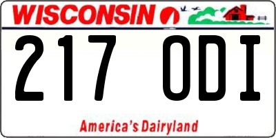 WI license plate 217ODI