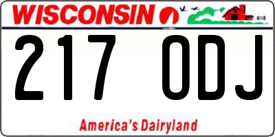 WI license plate 217ODJ
