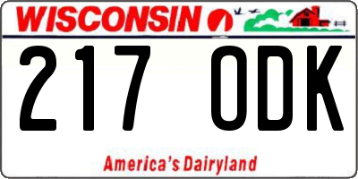 WI license plate 217ODK
