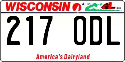 WI license plate 217ODL