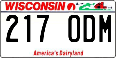 WI license plate 217ODM