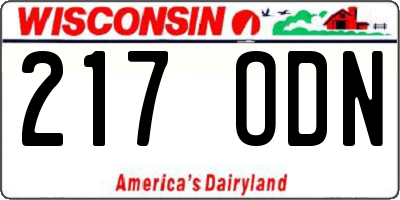 WI license plate 217ODN