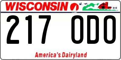 WI license plate 217ODO