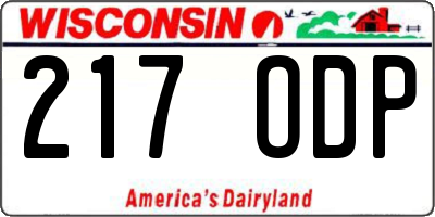 WI license plate 217ODP