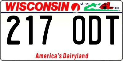 WI license plate 217ODT