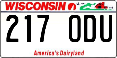 WI license plate 217ODU