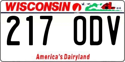 WI license plate 217ODV