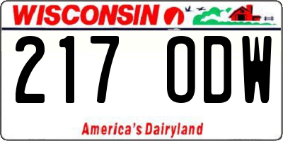 WI license plate 217ODW