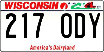 WI license plate 217ODY