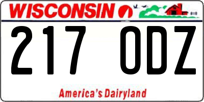 WI license plate 217ODZ