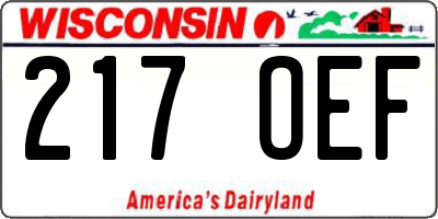 WI license plate 217OEF