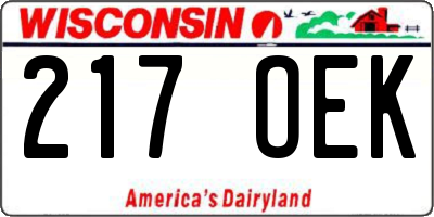 WI license plate 217OEK