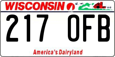 WI license plate 217OFB