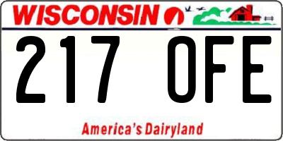WI license plate 217OFE