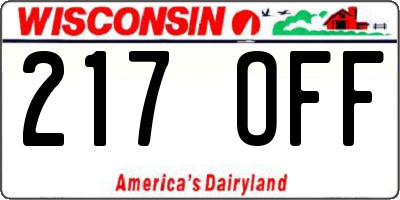 WI license plate 217OFF