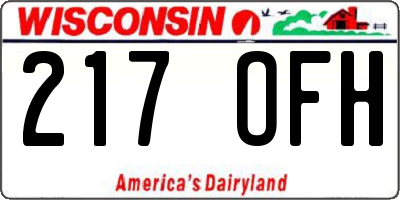 WI license plate 217OFH