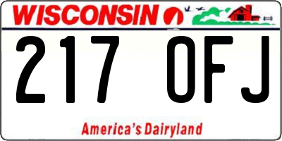WI license plate 217OFJ