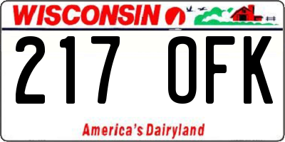 WI license plate 217OFK