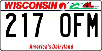WI license plate 217OFM