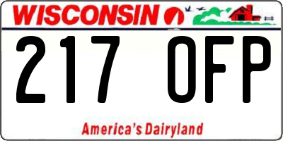 WI license plate 217OFP