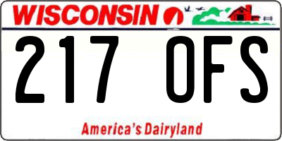 WI license plate 217OFS