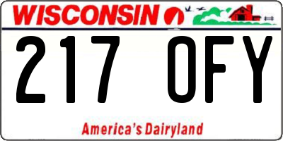WI license plate 217OFY