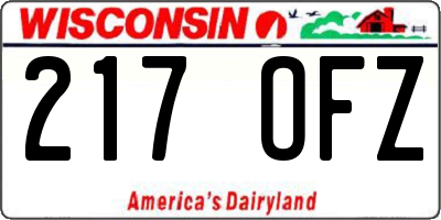 WI license plate 217OFZ