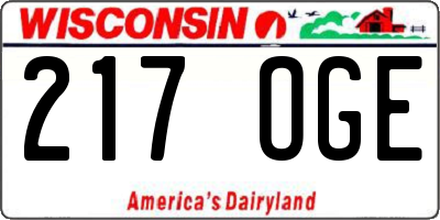 WI license plate 217OGE