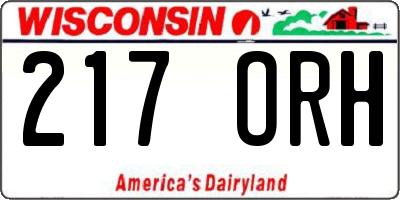 WI license plate 217ORH